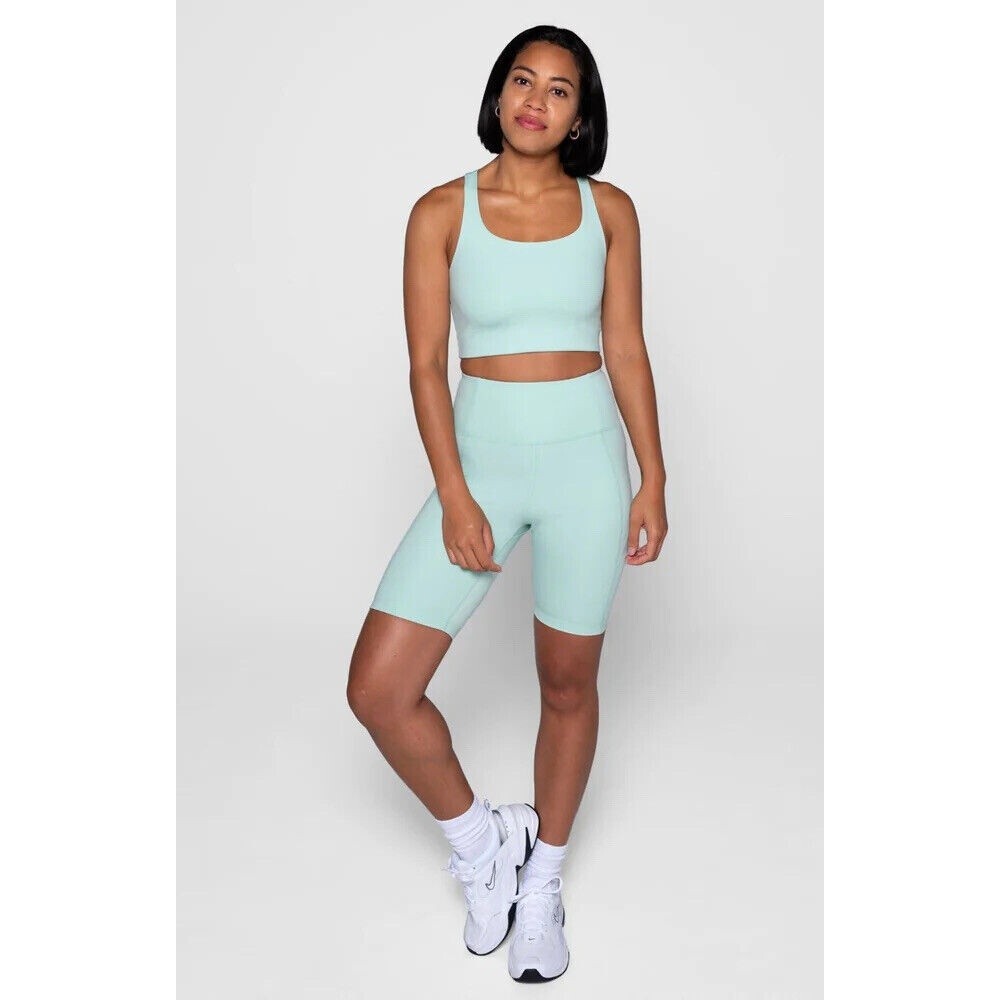 Girlfriend Collective High Rise Mint Green (Foam) Bike Shorts Sz S — style 4011